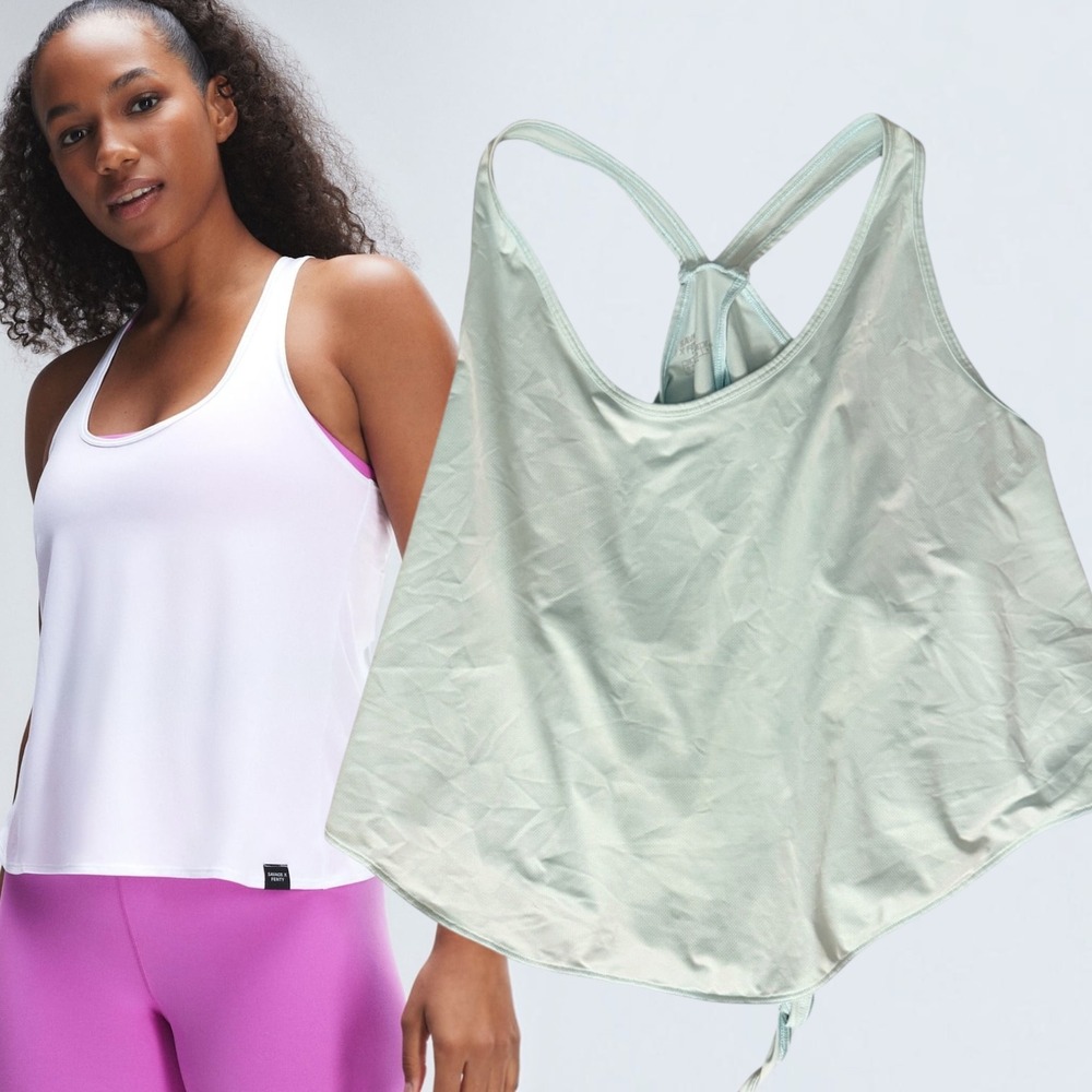 Savage X Fenty Sport Mesh Back Tie Tank Aqua Dust 1X